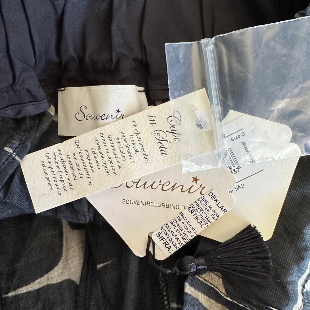 NWT Souvenir Silk Cotton Small Pantalone Sabbia/Nero Tan Black Dress Pant Small - Picture 13 of 16